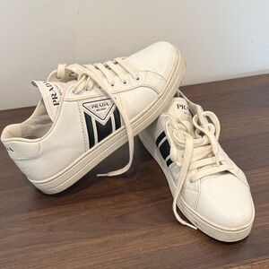 Prada Ivory and Ebony Casual Sneakers